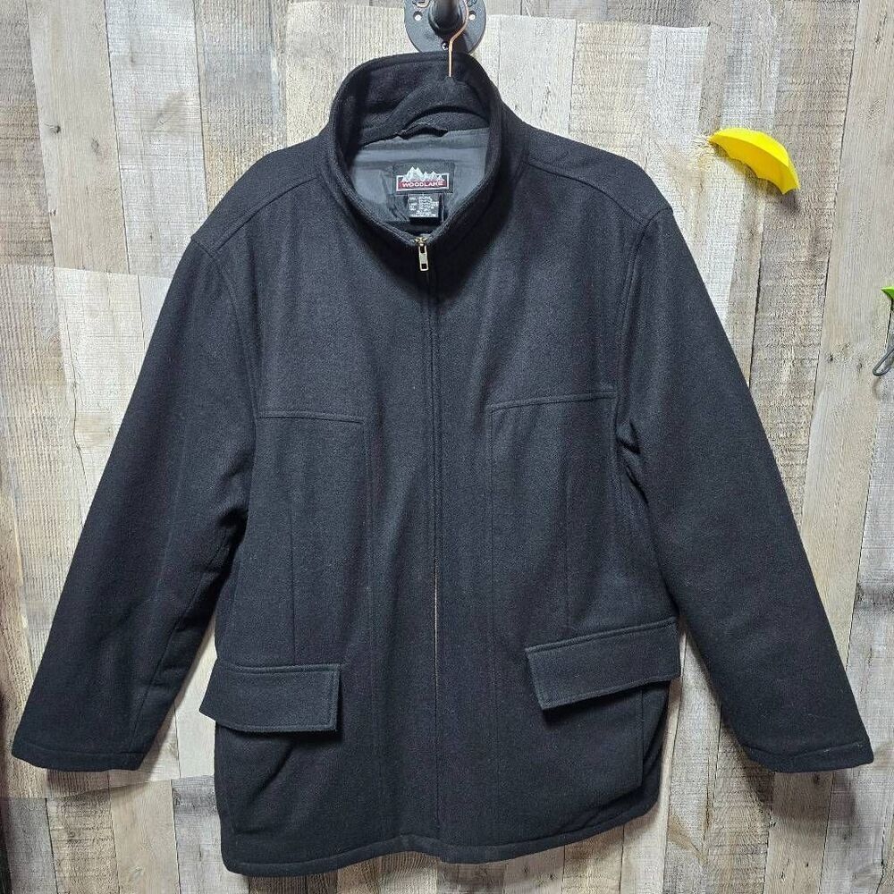 Woodlake Vintage Black Wool Blend Mens L Coat Winter Outdoor